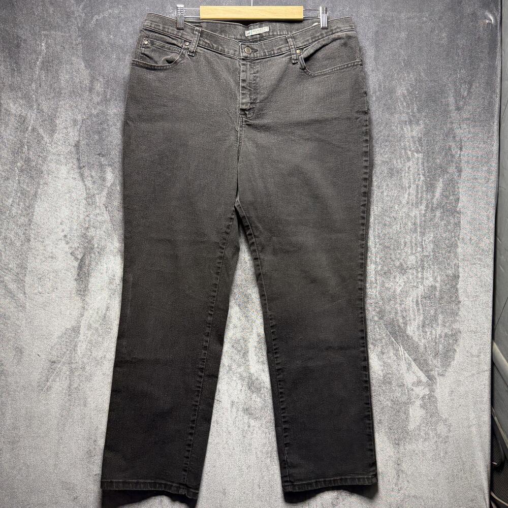 Lee Relaxed Fit Jeans Womens 16W Gray High Rise Straight Stretch Denim Pants
